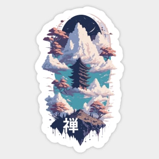 Harmonious Zen: Japanese-Inspired Artwork Sticker